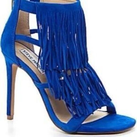 ✨Steve Madden Fringly Cobalt Blue Suede Sz 8 Heels✨ - Picture 5 of 13